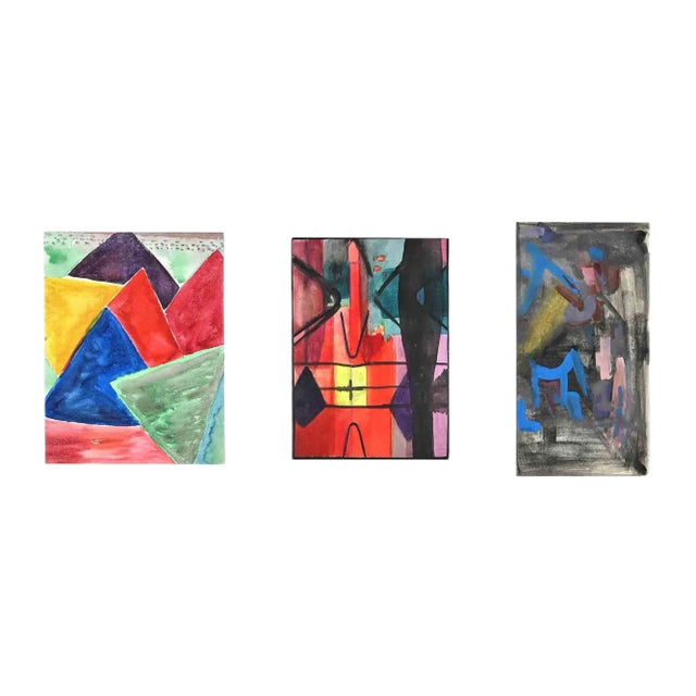 Unknown, Compositions, Original Watercolor Painting, Mid-20th-Century For Sale