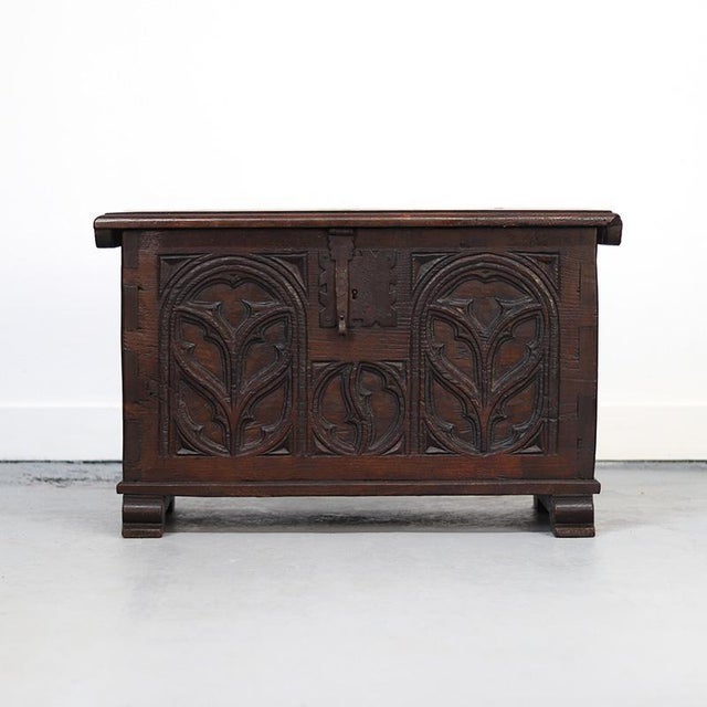 Brown 18th Century Oak Gothic Spanish Antique Chest For Sale - Image 8 of 10