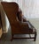 Pair of English Georgian Style Wingback Armchairs - Distressed Brown Leather For Sale - Image 4 of 17