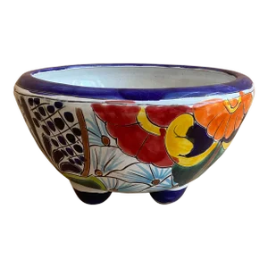 Colorful Mexican Pottery Planter With Feet