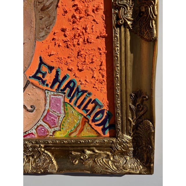 Orange Original Painting on Canvas, Portrait of Elizabeth Hamilton Signed S. Graff, Coa For Sale - Image 8 of 9