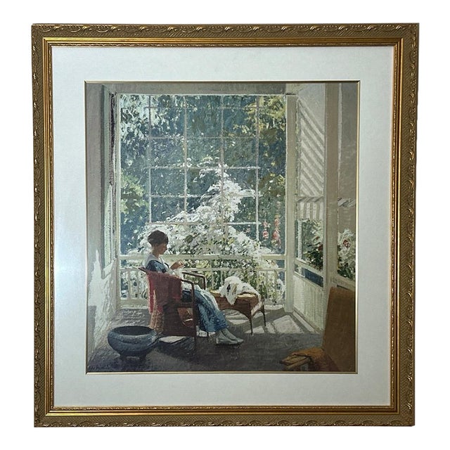 Late 20th Century John Sharman at the End of the Porch Framed Impressionist Fine Art Print For Sale