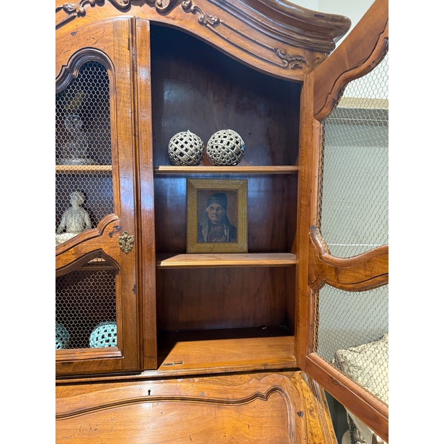 Hand Carved Walnut Italian Secretaire Desk For Sale - Image 14 of 18