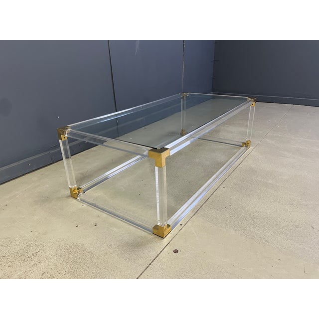 Brass and Acrylic Glass Coffee Table by Charles Hollis Jones, 1970s For Sale - Image 10 of 12