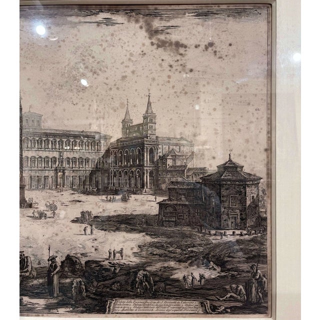 Metal 18th Century Italian Neo Classical Saint John Basilica Black and White Engraving For Sale - Image 7 of 12