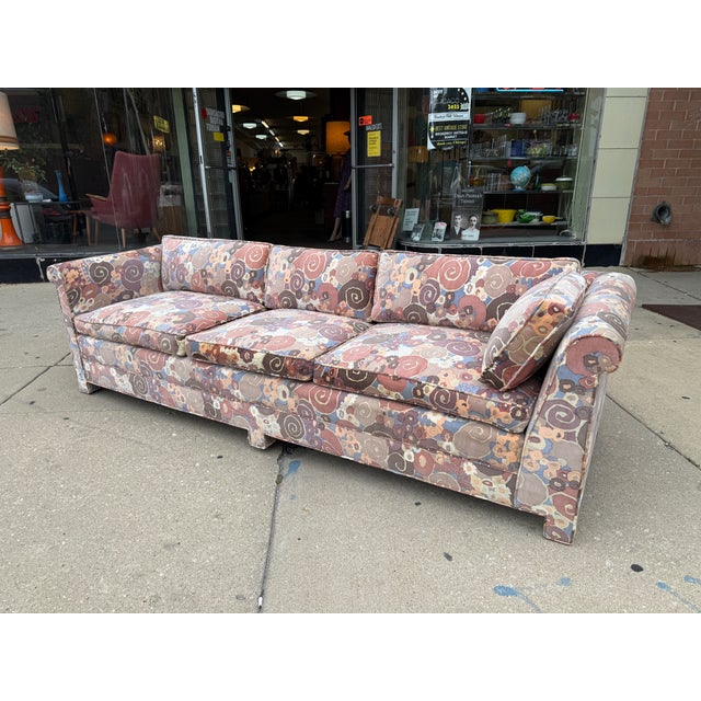 Mid-Century Modern Custom Made 3 Seat Sofa With Original Jack Lenor Larson Samarkand Fabric C1970 For Sale - Image 3 of 10
