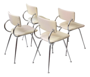 Vintage Italian Chrome Dining Chairs, 1970s, Set of 4