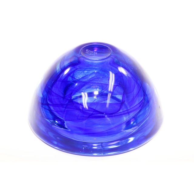 Vintage Kosta Boda royal cobalt blue "Atoll" votive Tealight candle holder designed by Anna Ehrner, 1990s. With...