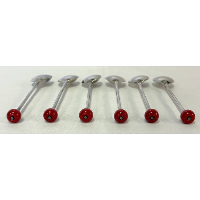1920's Art Deco Silverplate Cocktail Muddling Spoons Made in England- Set of 6 in Box For Sale - Image 11 of 18