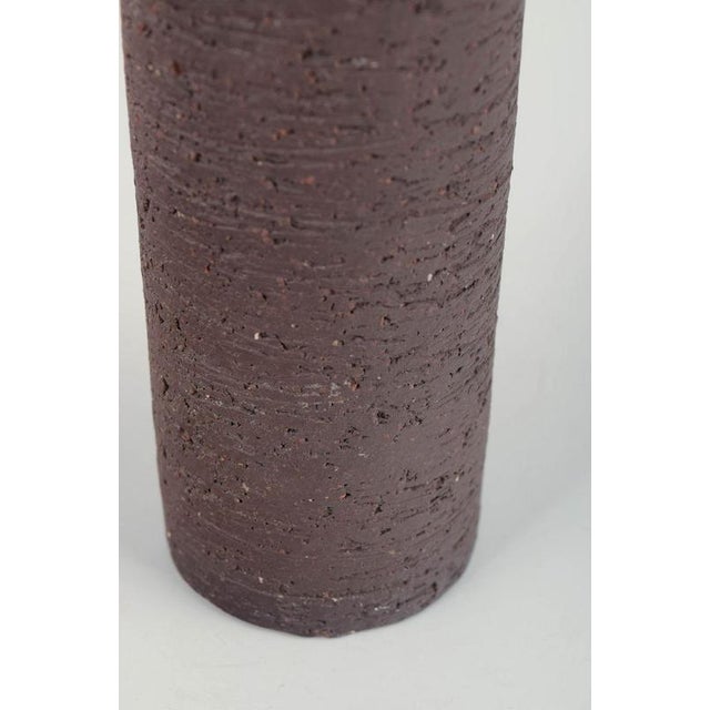 Vintage Chamotte Stoneware Vase with Brown and Yellow Glaze by Gunnar Nylund for Nymölle, 1960s For Sale - Image 3 of 5