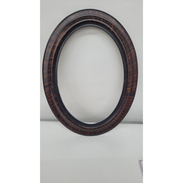1930 Oval Wood Picture Frame Surround 24" Faux Tortoise Shell, Old World Portrait Display For Sale - Image 13 of 13