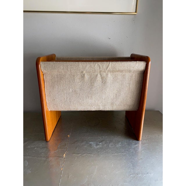 Vintage Mid Century Modern Teak And Canvas Magazine Rack Chairish