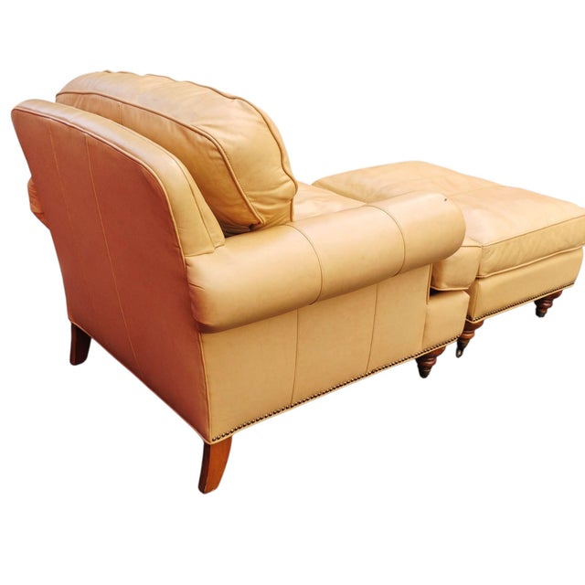 Bring Sophisticated Luxury Into Your Home With the Liz Claiborne Home Leather Chair and Ottoman Set. For Sale - Image 9 of 12