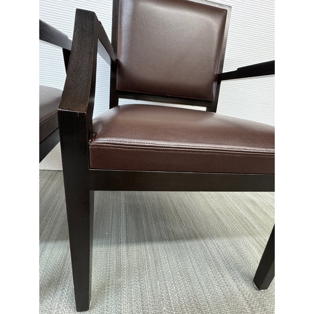 Brown Christian Liaigre Fauteuils Neoclassical Arm Chairs, Pair For Sale - Image 8 of 12