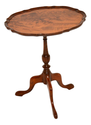 Antique Figured Walnut Pie Crust Wine Table, 1930s