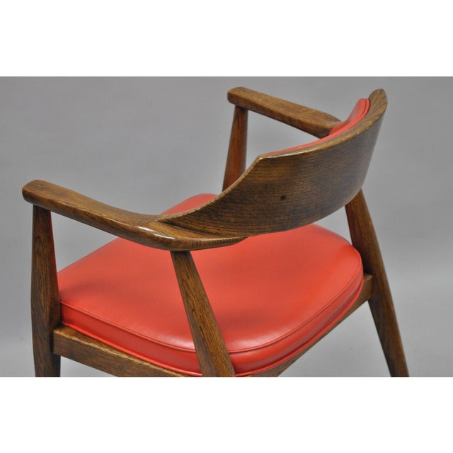 Jasper Chair Co MidCentury Modern Sculptural Oak & Red Vinyl Desk