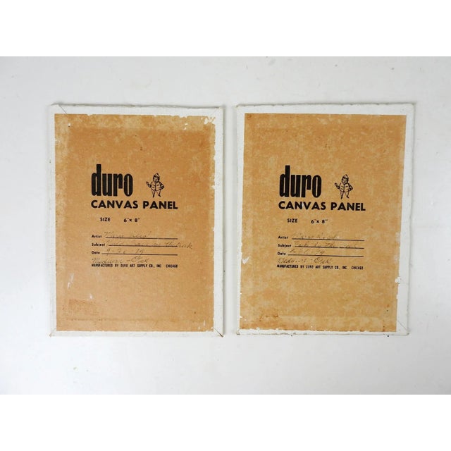 Pair of small oil on canvasboard garden study paintings by Mary Reid (20th century) Texas. Signed and dated 1976 on verso....