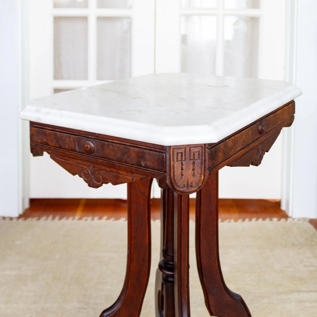 19th C. Victorian East Lake Stone Top Plant Stand or Side Table For Sale - Image 9 of 12