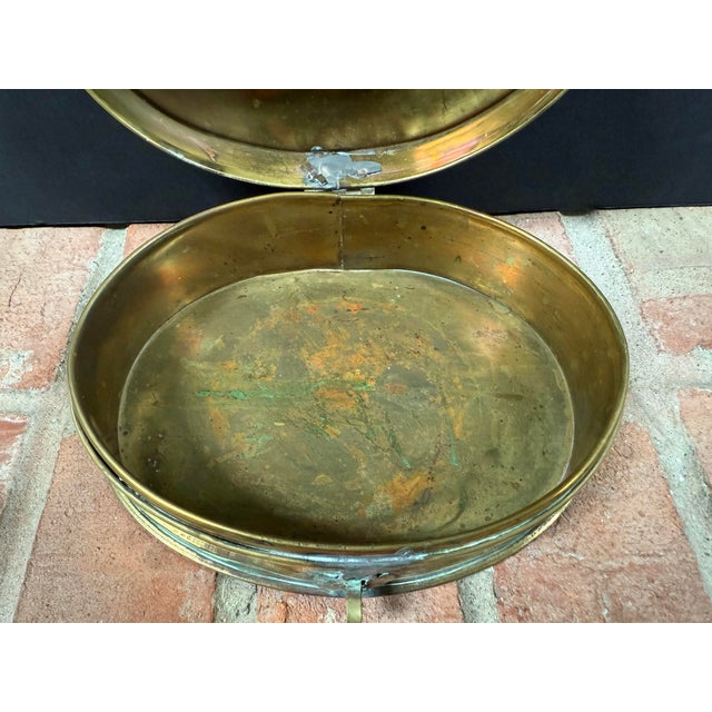 Vintage Brass Oval Trinket Box With Aged Patina For Sale - Image 9 of 11