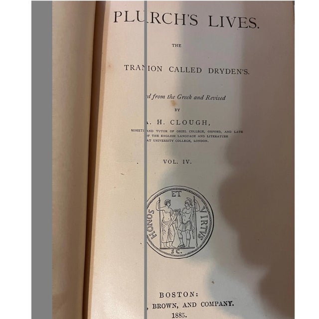 1885 Plutarch’s Lives Clough 5 Vol Set Antique Cloth Little Brown & Co Boston For Sale In San Francisco - Image 6 of 6