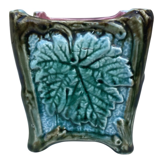 Small French Majolica Cache Pot Onnaing, Circa 1890 For Sale