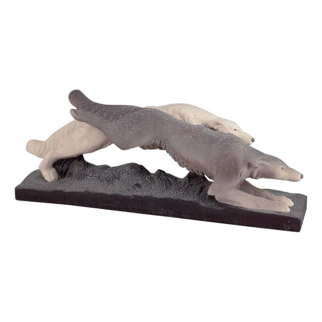 Ceramic Sculpture of Running Greyhounds from Sevres Vinsare, France, 1930s For Sale