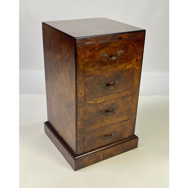 Late 20th Century Vintage Italian Burl Wood 4-Drawer Nightstand or Side Chest For Sale - Image 5 of 13
