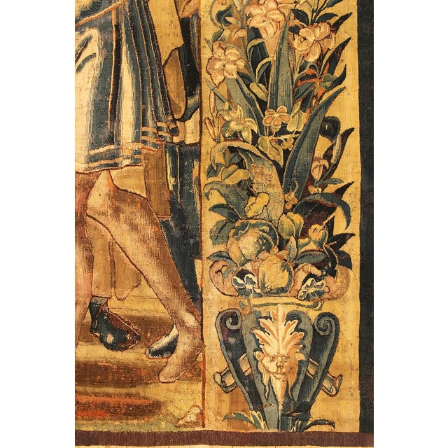 Traditional Late 16th Century Flemish Historical Tapestry, with Flowers, Vertically Oriented For Sale - Image 3 of 7