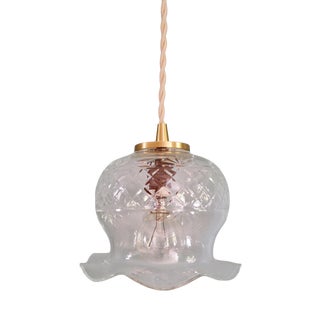 Scalloped Clear Crystal Pendant Light, 1890s For Sale