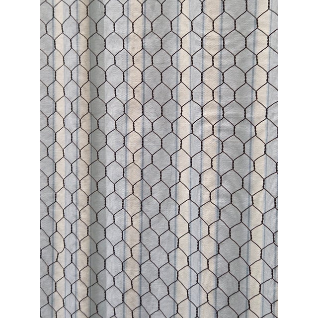 Antique French Provincial Wardrobe With Wire Grills and Interior Blue Curtains For Sale - Image 9 of 14