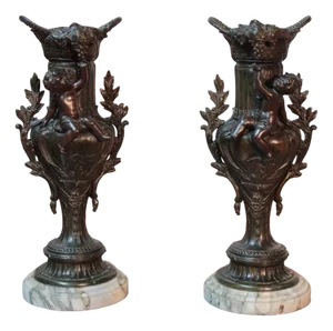 Antique Cassolettes in Brown, Set of 2