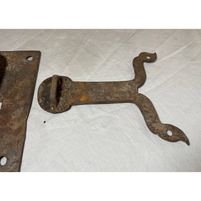 Antique 1700's Handmade Wrought Iron Skeleton Key Lock Locking Mech. Hardware For Sale - Image 9 of 13