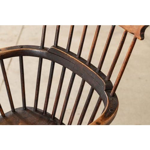 19th Century English Vernacular Yew & Fruitwood Stick Back Windsor Chair, 1800s For Sale - Image 4 of 15