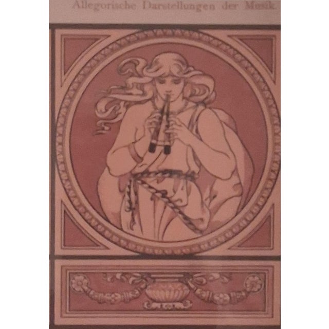Framed C. 1900 German Jugendstil Allegory of Music Lithograph Print For Sale - Image 6 of 7