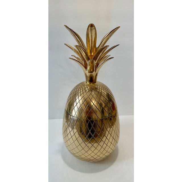 Metal 1960s Extra Large Brass Pineapple Ice Bucket, Hollywood Regency Style For Sale - Image 7 of 11