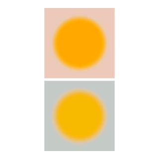 Contemporary Art Prints Solar Sun 2 Pc Set Diptych Orange & Yellow by Angela Cameron For Sale
