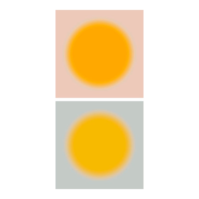 Contemporary Art Prints Solar Sun 2 Pc Set Diptych Orange & Yellow by Angela Cameron For Sale