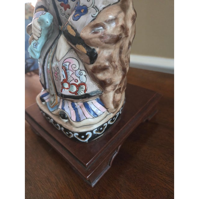 Chinoiserie Asian Figural Porcelain Lamp For Sale - Image 10 of 12