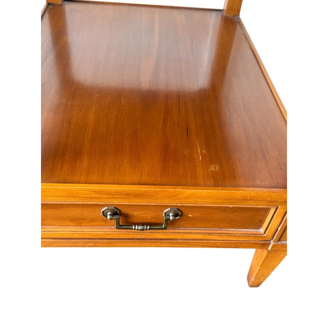Hekman Mid-Century Modern Walnut End Tables With Drawer and Open Shelf - A Pair For Sale - Image 9 of 13