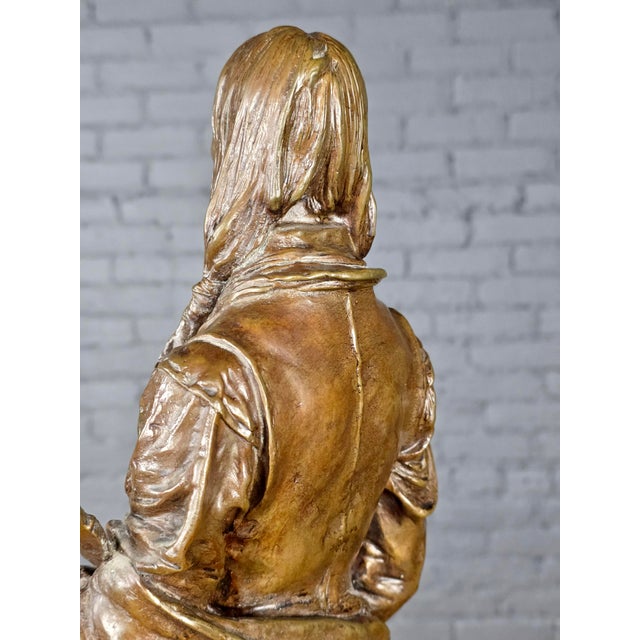 Carl Kauba "Chief Wolf Robe" Patinated Bronze Sculpture on Marble Base For Sale - Image 10 of 13