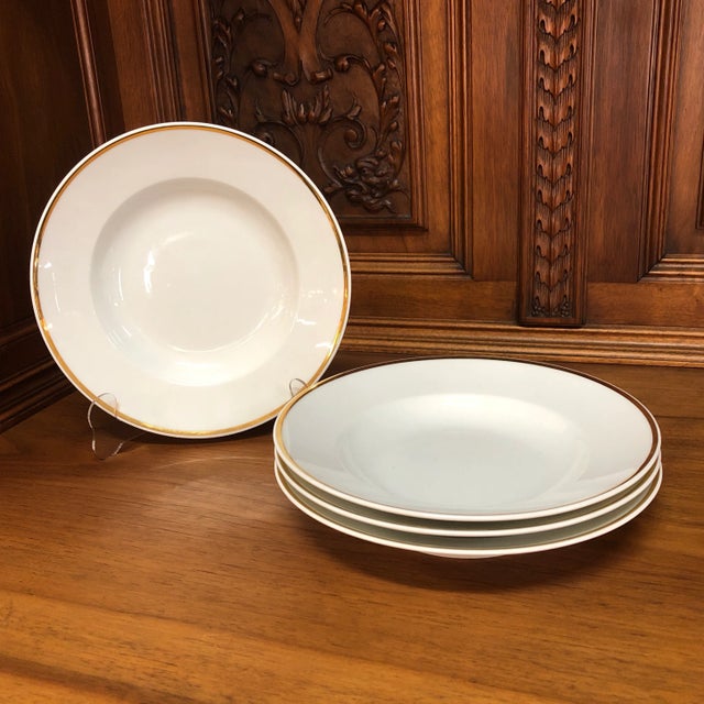 White Early 20th Century Italian Gilt Rim Salad Soup Bowls Ginori - Set of 4 For Sale - Image 8 of 8