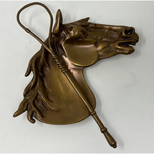 Vintage Cast Bronze Horse Head Ashtray Equestrian Dish Catchall For Sale - Image 4 of 12