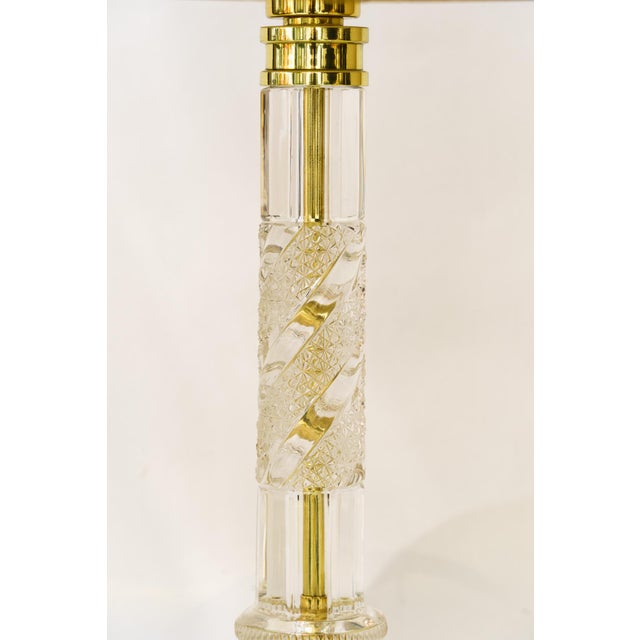 Large Art Deco Glass Rod Table Lamp with Fabric Shade, Vienna, 1920s For Sale - Image 3 of 14