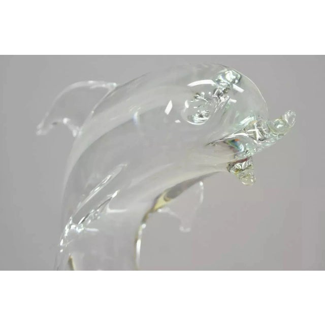 Art Deco Royal Gallery Italian Crystal Glass 12" Dolphin Fish Sculpture Murano Style For Sale - Image 3 of 10