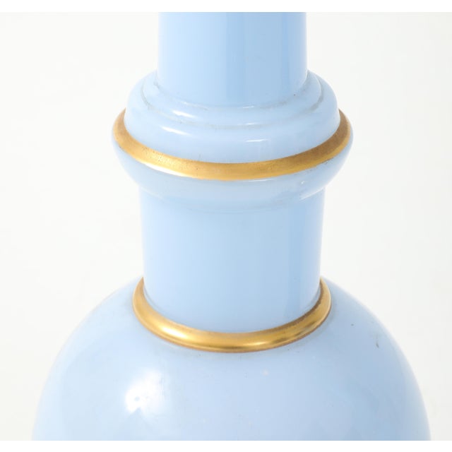 Warren Kessler Blue Glass And Brass 1950's Table Lamps - A Pair For Sale - Image 11 of 12