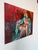 Expressive mixed media oil on canvas painting titled “Seated Nude With Blue Robe” by artist Marcia Davis, dated Spring...