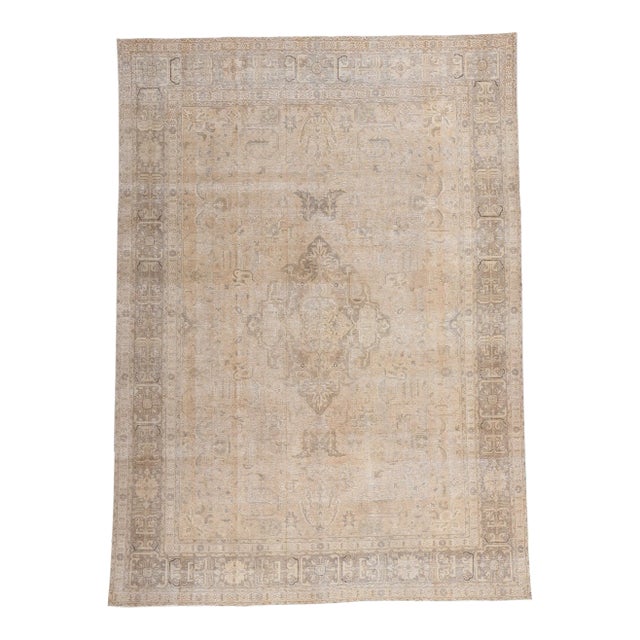 Early 20th Century Distressed Antique Persian Tabriz Rug - 08'01 X 11'02 For Sale