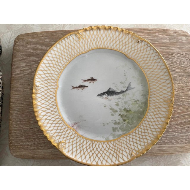 Ceramic Antique French Limoges Fish Plates- A Set of 2 For Sale - Image 7 of 10