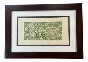 2008 "Snails" Abstract Green Caracoles Lithograph by Adriana Rodriguez Matios, Framed