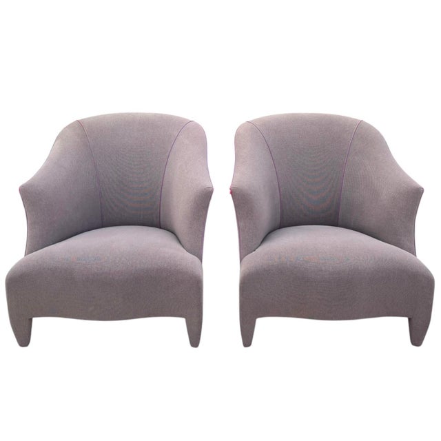 Rare matched pair of John Hutton for Donghia Shell lounge chairs. Designed with Hutton’s signature sculptural approach,...